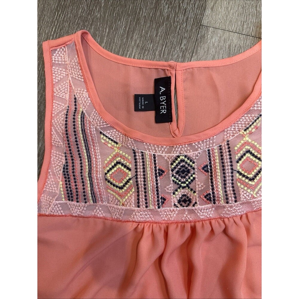 Women's A. Byer Medium Short Sleeve Peach Top-EUC - Picture 2 of 10